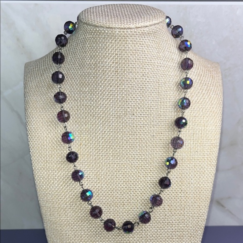 Vintage Iridescent Purple Beaded Necklace